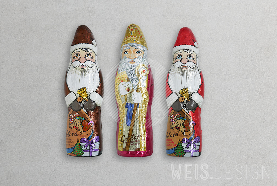 Weihnachtsmänner Schokolade Folie Illustration