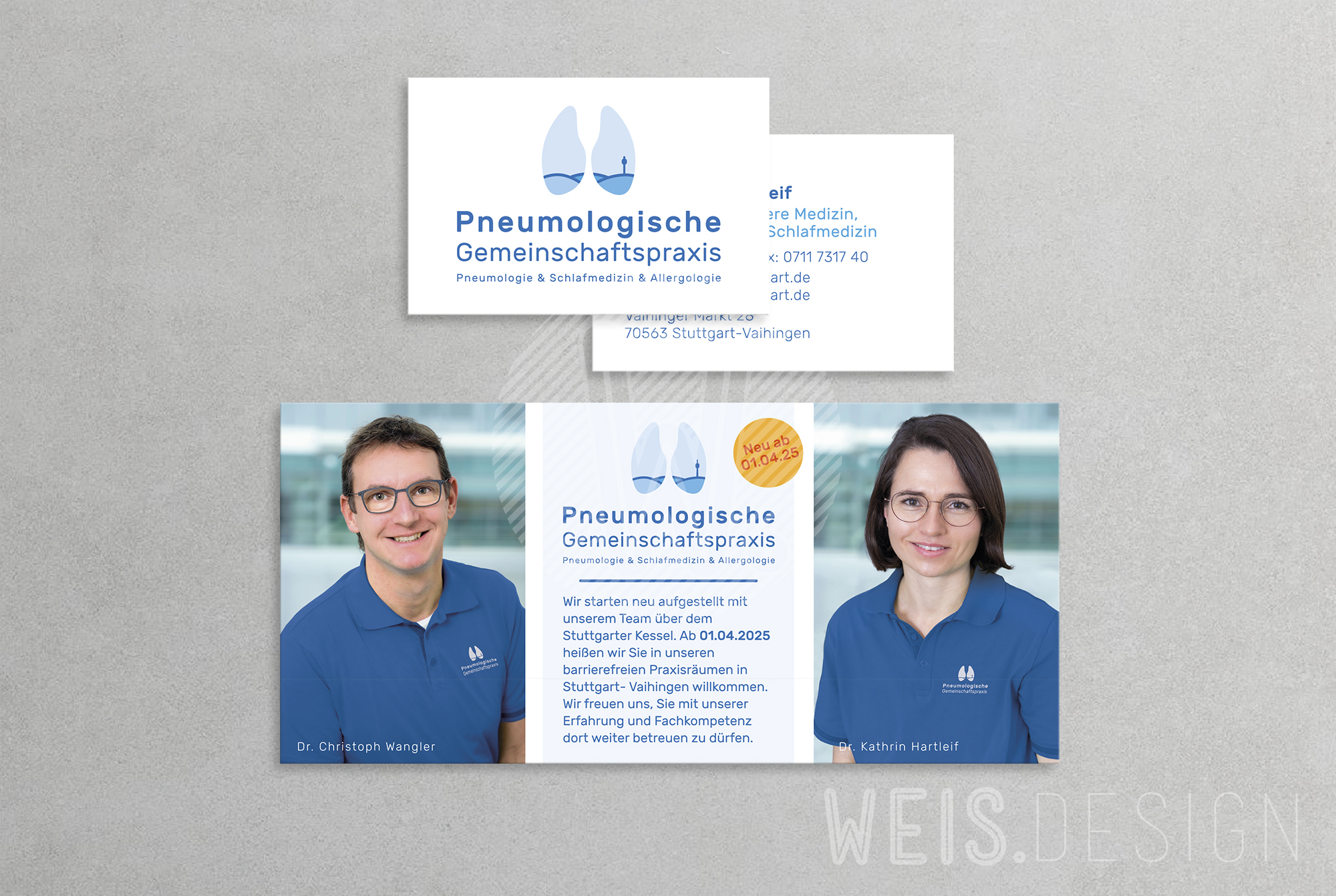 Visitenkarten, Flyer, Logo und Schriftzug Pneumologische Gemeinschaftspraxis