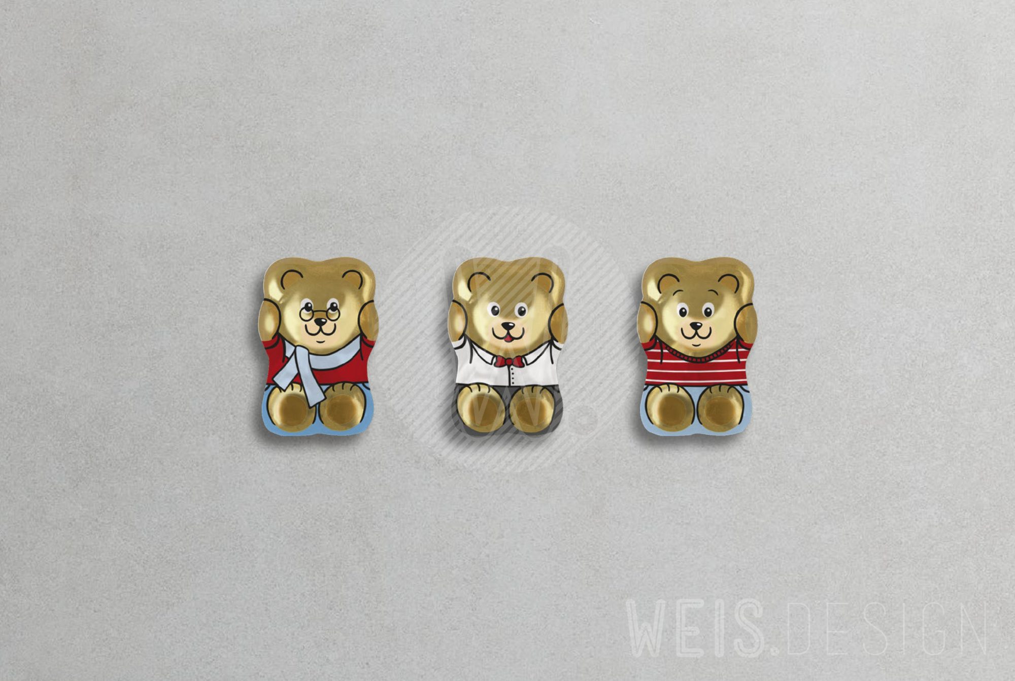 Teddybären Schokofiguren Foliengestaltung
